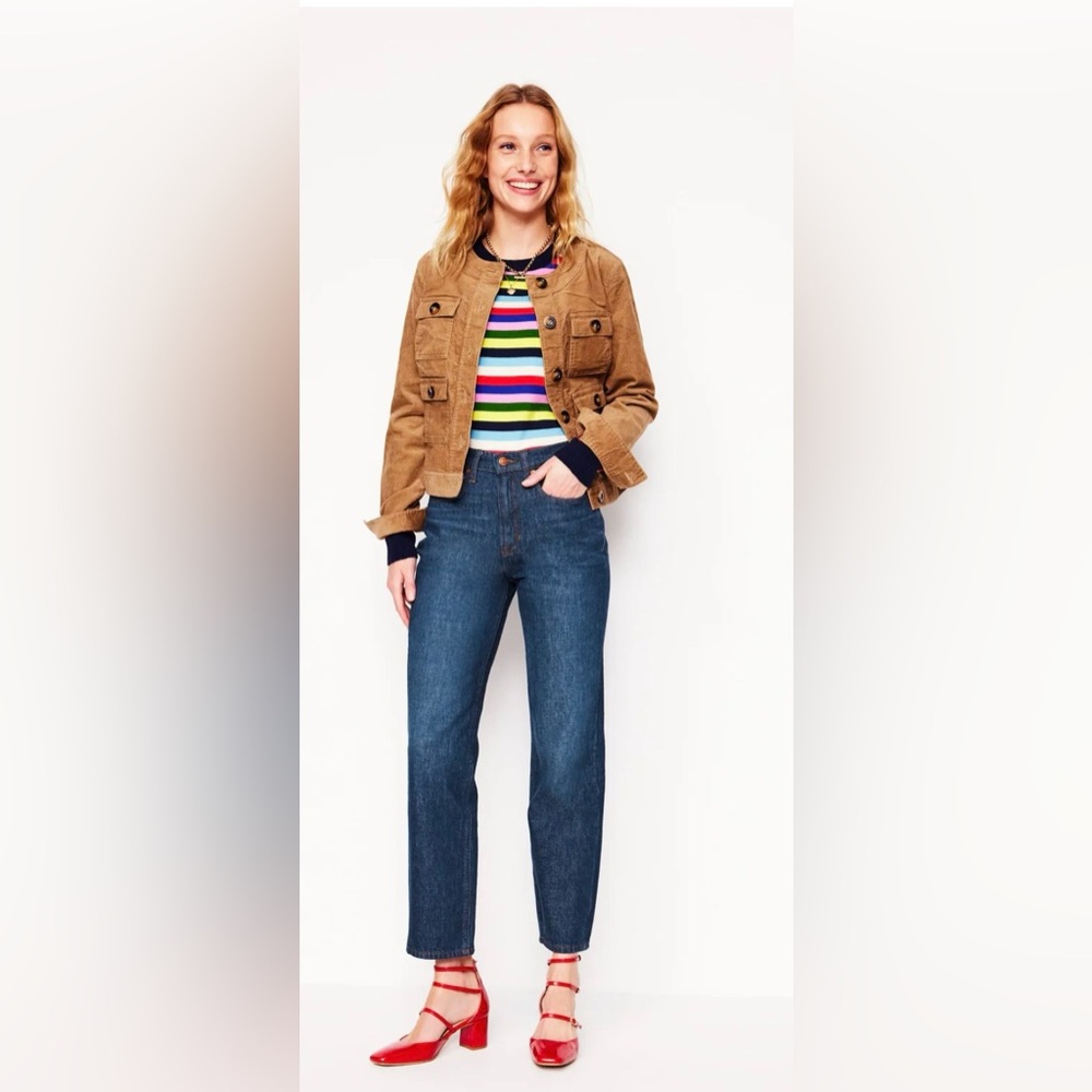 Boden Blue High Rise Straight Jeans in Indigo Rinse